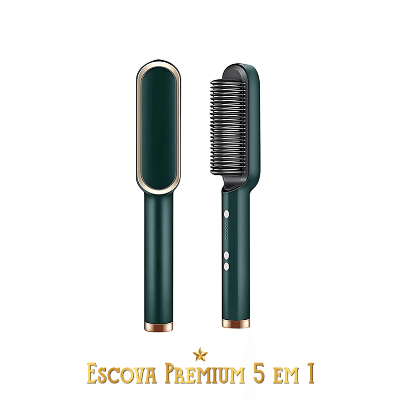 Escova Premium 5 em 1 - Alisa, Seca, Hidrata, Modela e Anti-Frizz - Bivolt - SANTANA HOUSE