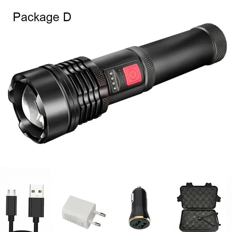 C2 XHP50 Super Powerful LED Flashlight Tactical Torch Built-in Battery USB Rechargeable Waterproof P50 Lamp Ultra Bright Lantern - SANTANA HOUSE