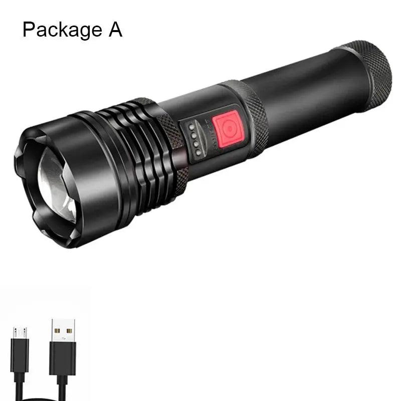 C2 XHP50 Super Powerful LED Flashlight Tactical Torch Built-in Battery USB Rechargeable Waterproof P50 Lamp Ultra Bright Lantern - SANTANA HOUSE