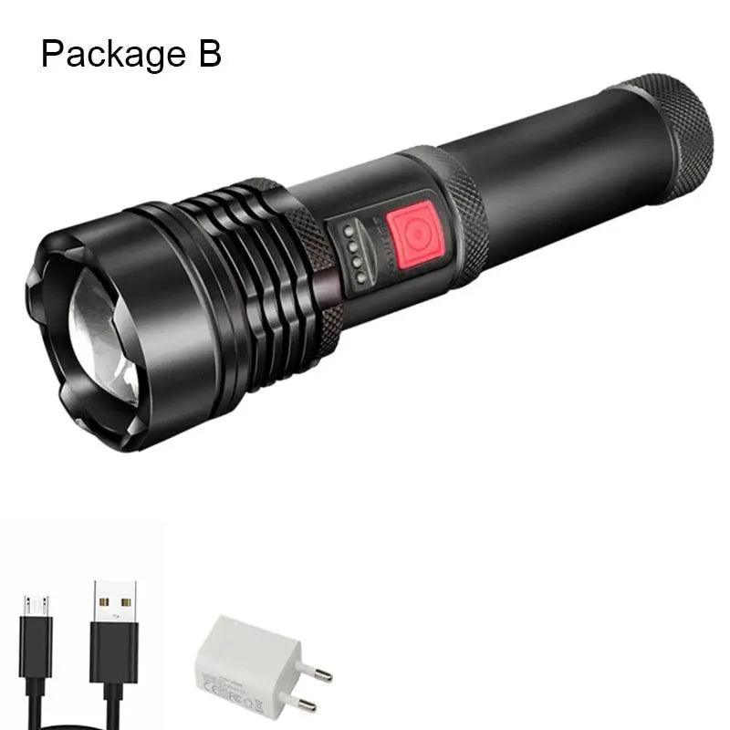 C2 XHP50 Super Powerful LED Flashlight Tactical Torch Built-in Battery USB Rechargeable Waterproof P50 Lamp Ultra Bright Lantern - SANTANA HOUSE