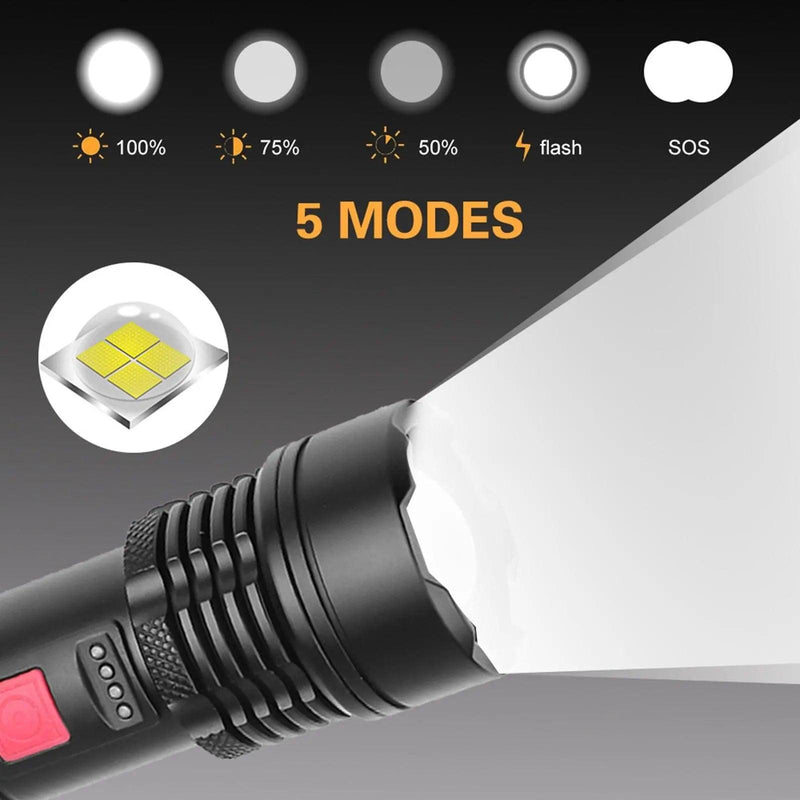 C2 XHP50 Super Powerful LED Flashlight Tactical Torch Built-in Battery USB Rechargeable Waterproof P50 Lamp Ultra Bright Lantern - SANTANA HOUSE
