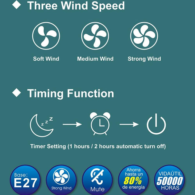 30W Ceiling Fan with Lighting Lamp E27 Converter Base with Remote Control for Bedroom Living Home Silent AC85-265V - SANTANA HOUSE