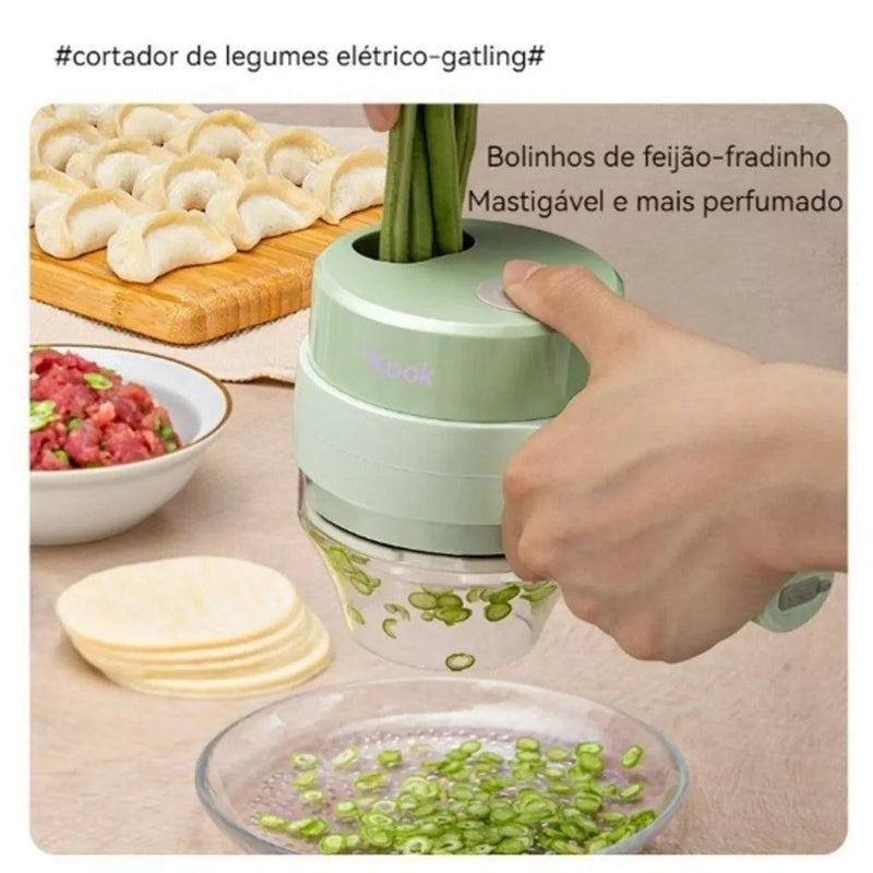Cortador Triturador Elétrico Multifuncional 4 em 1 - Facilidade e Versatilidade na Preparação de Alimentos - SANTANA HOUSE
