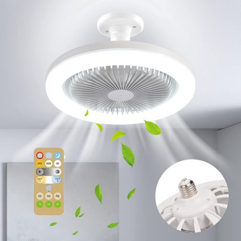 30W Ceiling Fan with Lighting Lamp E27 Converter Base with Remote Control for Bedroom Living Home Silent AC85-265V - SANTANA HOUSE